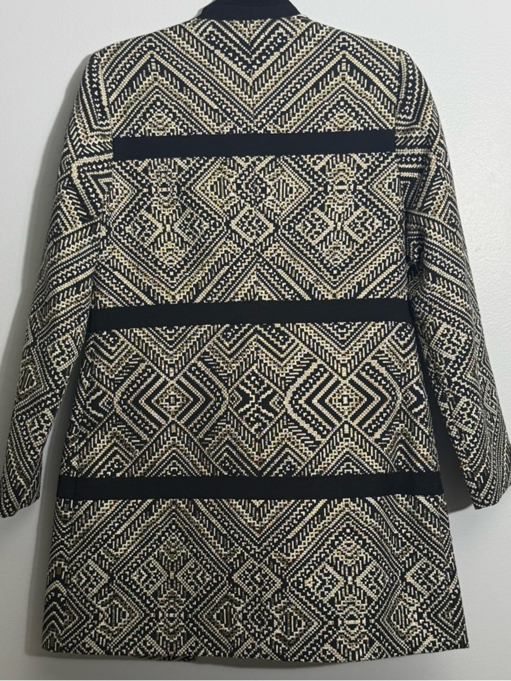 Chico’s Black Label Quiet Luxury Metallic Jacquard Blazer Gold Jacket Size 0 NWT - Picture 6 of 11